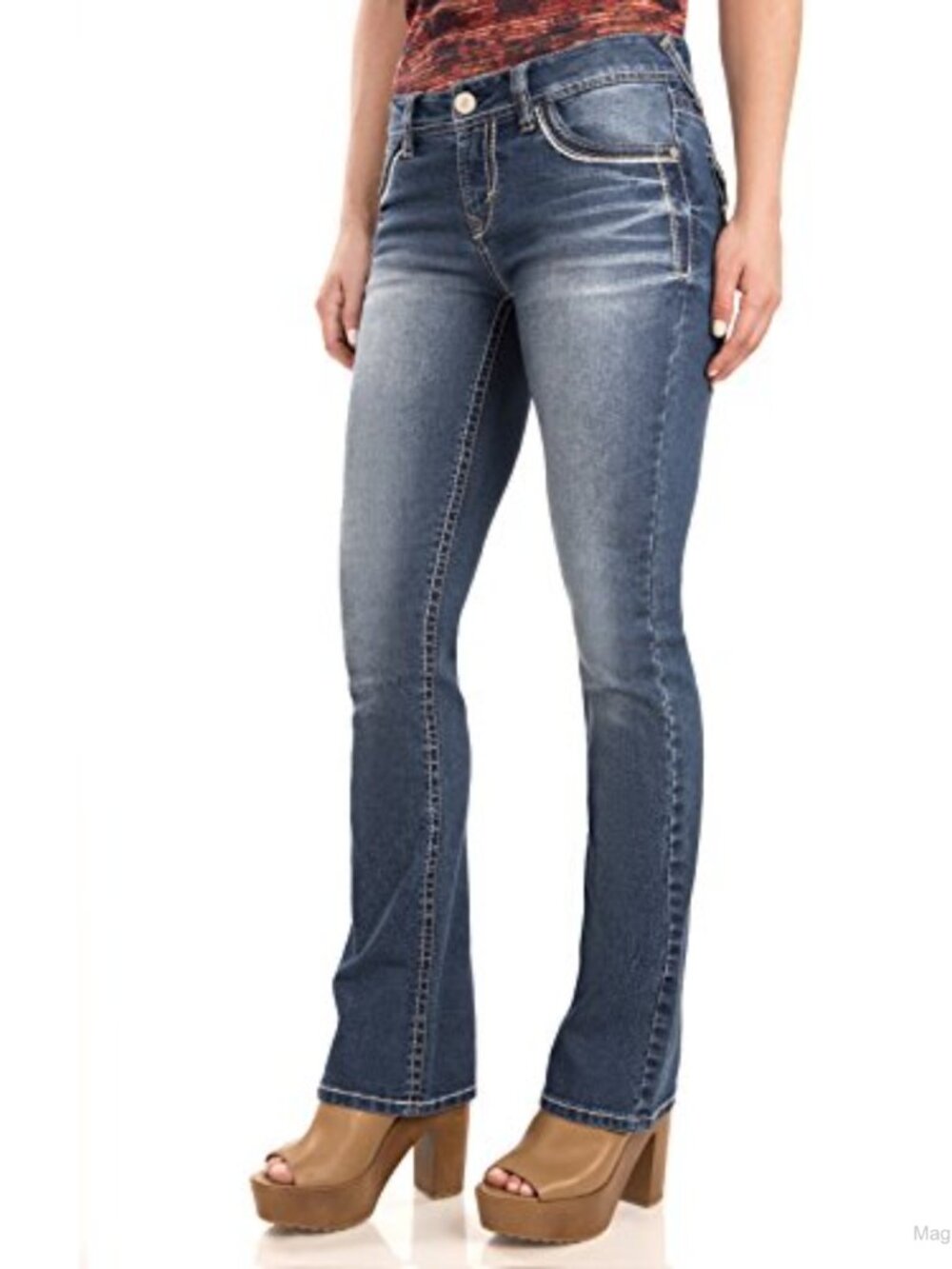 Bootcut Jeans Women Insta Stretch Mid Rise Flare Denim